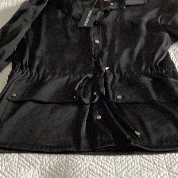 Modern Works Black Button-Up Top with Drawstring Waist - Picture 4 of 7